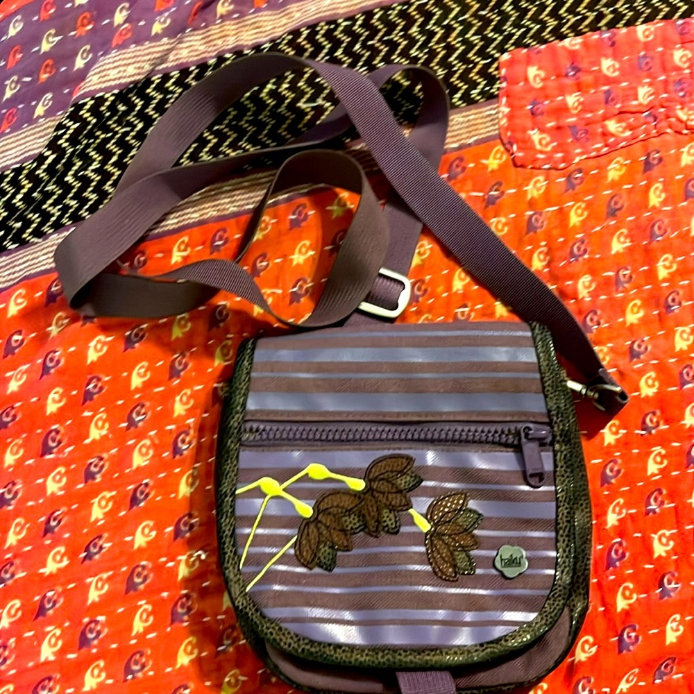 Haiku purple/ green mini crossbody bag